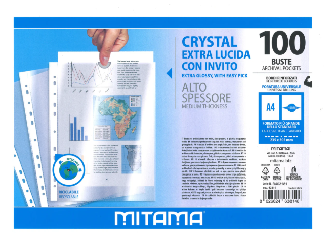 MITAMA 100 BUSTE FORATE 23,5X30 CM CON INVITO
